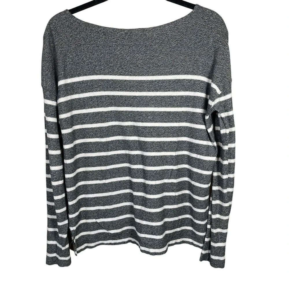 J. Crew Women's Size S Crewneck Sweatshirt Striped Grey White Long Sleeve Causal